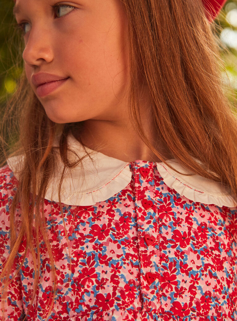 Robe rose, rouge et lilas à imprimé fleuri