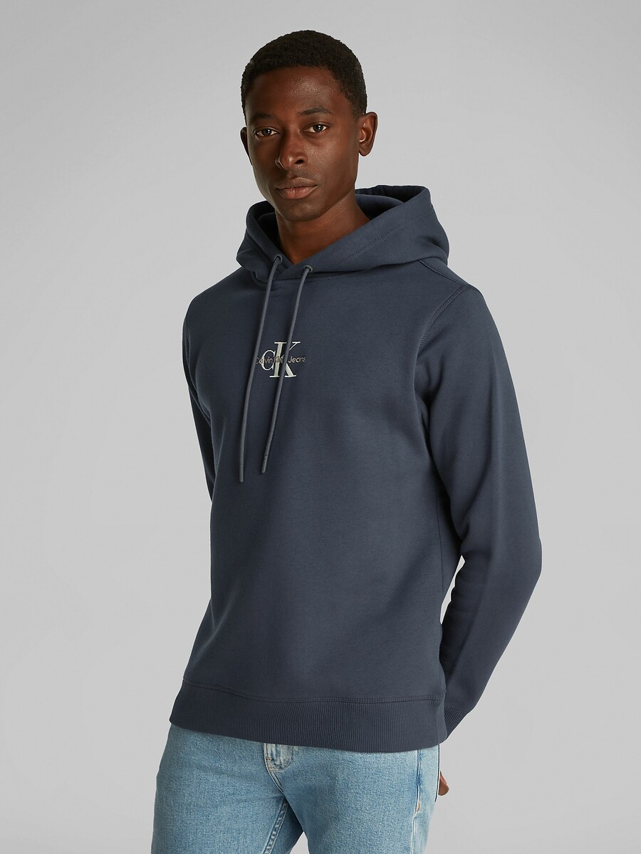 CALVIN KLEIN JEANS<br>Moletom com capuz e logo monocromático