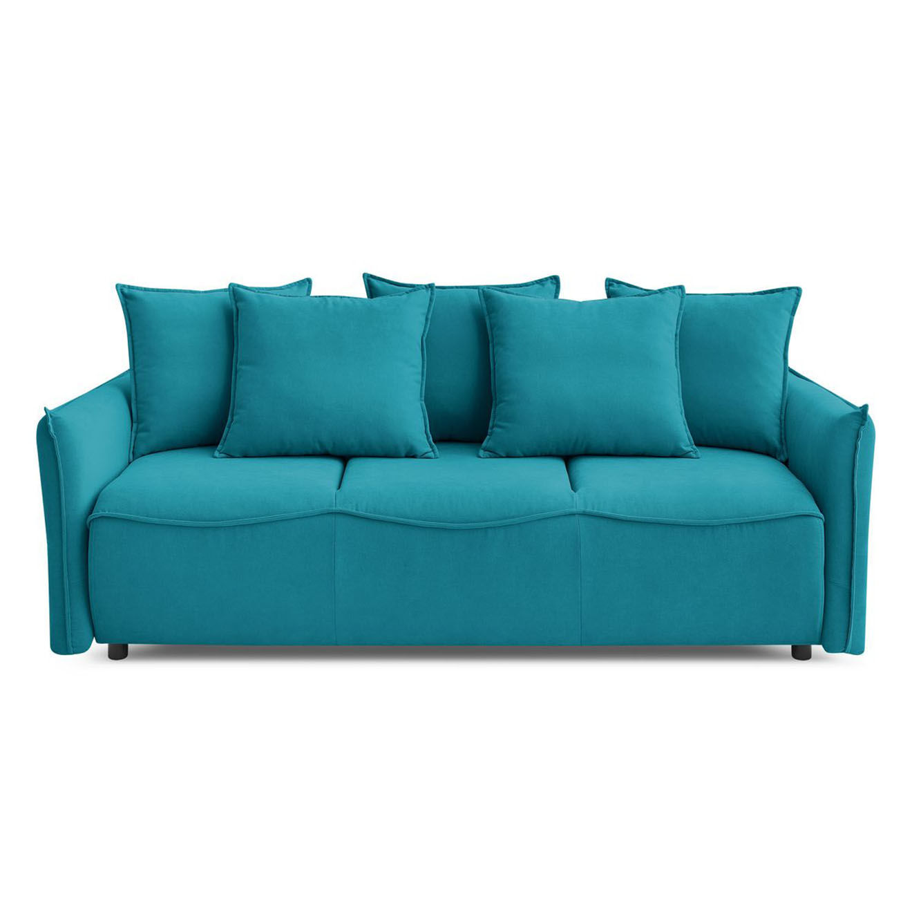 Bobochic Canapé 3 places convertible coffre Bouclette Leon bleu foncé - 226x97x90 cm