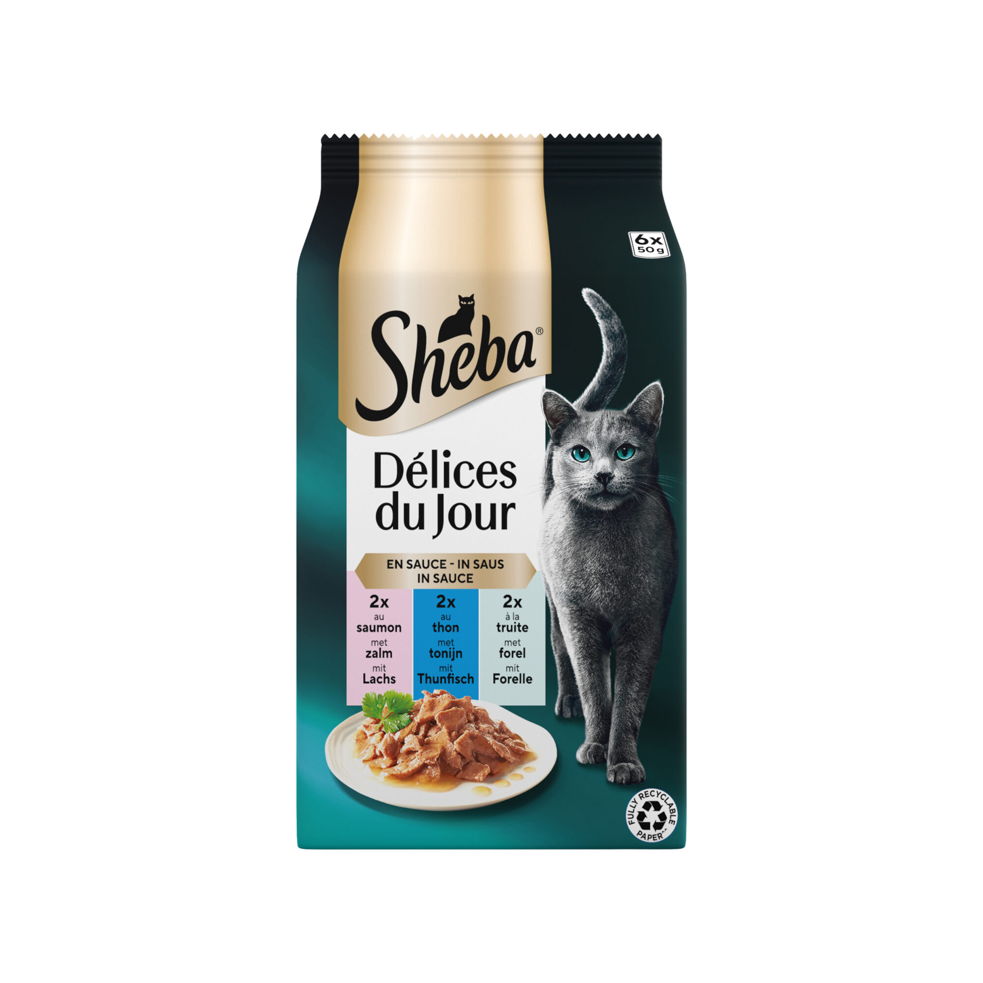 Sheba Délices du Jour in Saus - Zalm, Tonijn en Forel