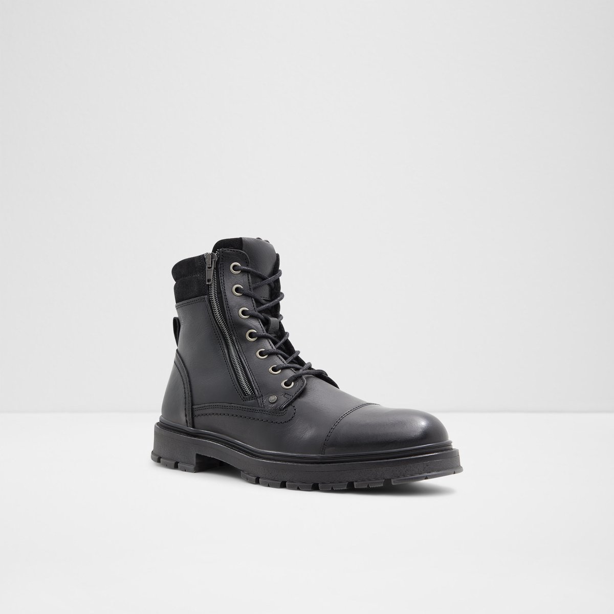 Caleseth Black Leather Smooth Men Lace-up boots