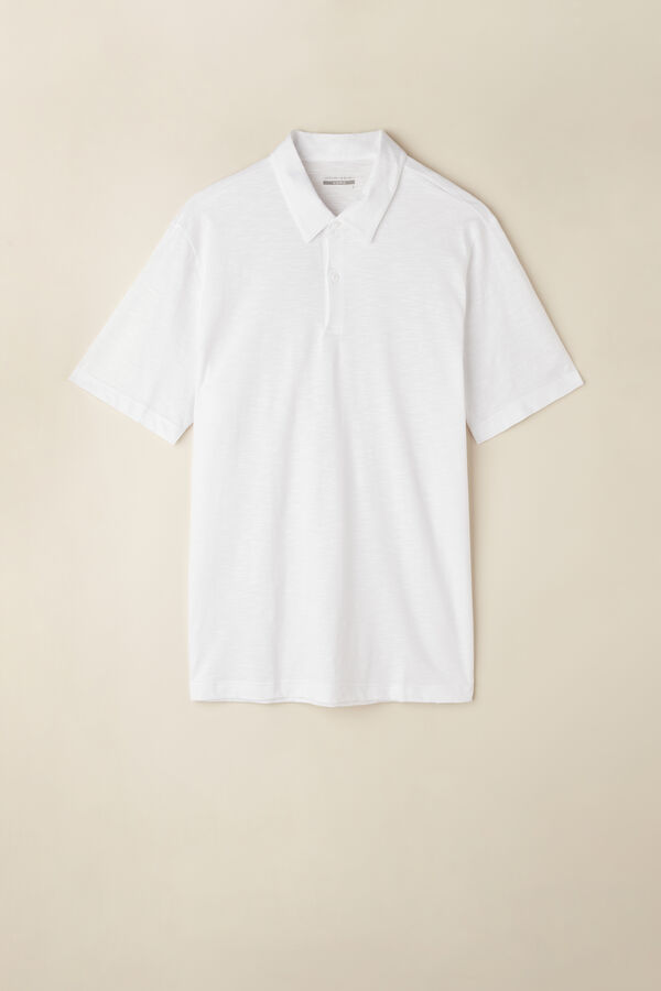 Camisa polo de manga curta em algodão mesclado