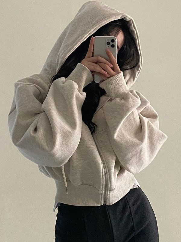 palajana - Effen cropped hoodie met rits