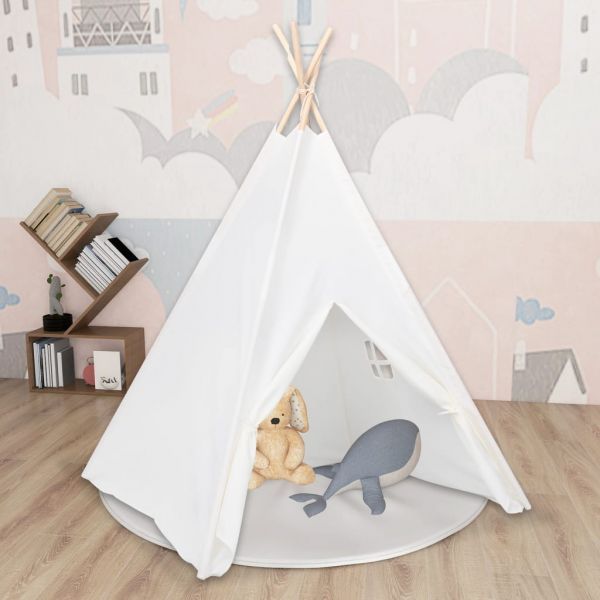 Tenda Teepee Infantil com Saco 120x120x150cm Pele Pêssego Branco