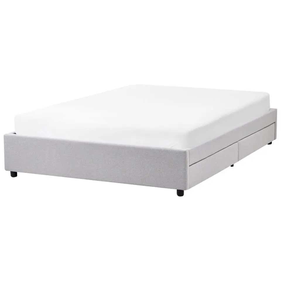 PRADES - Bed met opbergruimte - Lichtgrijs - 140 x 200 cm - Polyester