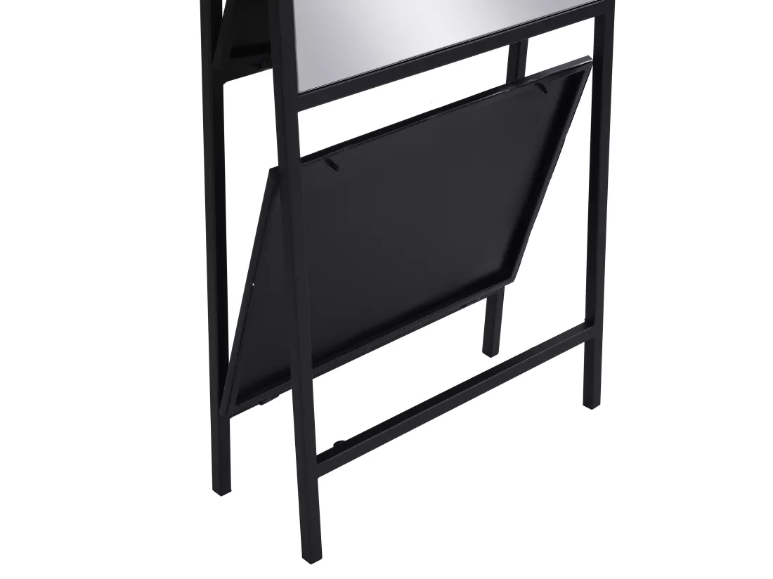 Miroir sur pied avec 2 étagères - Métal - L.46 x P. 41 x H. 172 cm - Noir - LIVIO