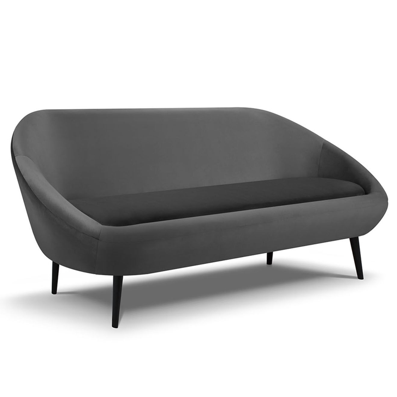 Mazzini Sofas Canapé velours petale 3 places gris foncé - 222x90x92 cm