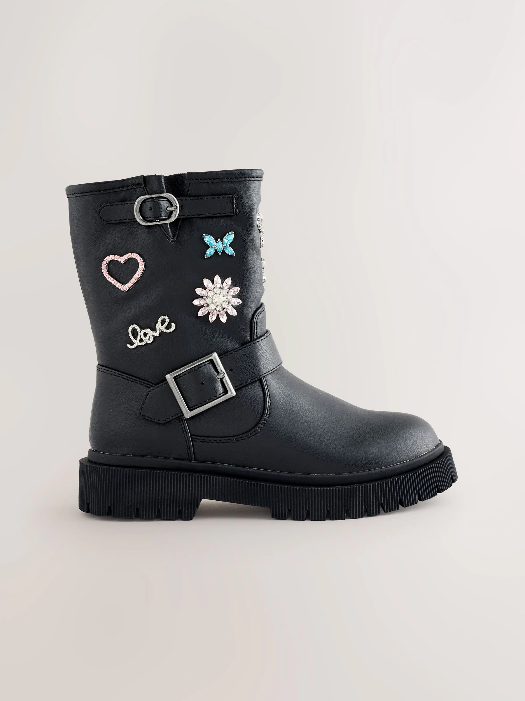 Zwart - Embellished Brooch Boots