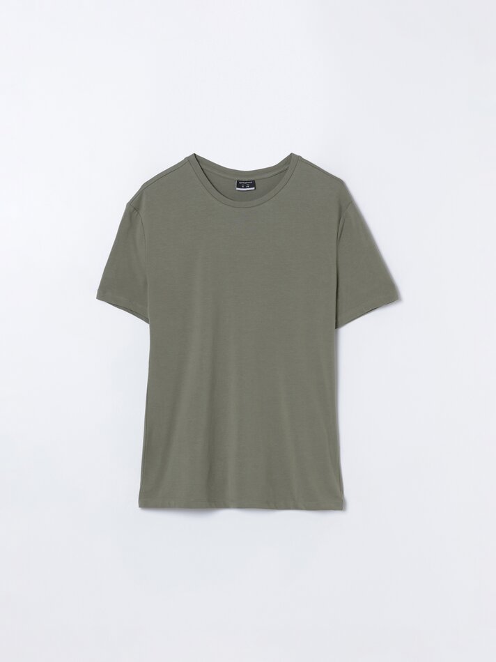 Camiseta básica slim fit - Cáqui