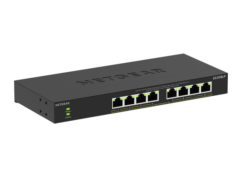 Netgear PoE  Switch GS308LP 8 Port Netgear 8-Port Gigabit Ethernet PoE  Unmanaged Switch (60W) (GS308LP)
