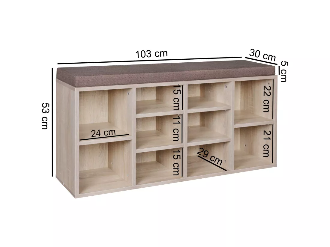Commode de chaussures Bois 103,5x53x30cm Banque de chaussures 10 paires