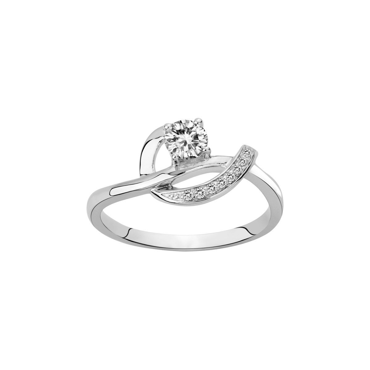 Bague de fiançailles en Argent avec oxyde de zirconium blanc