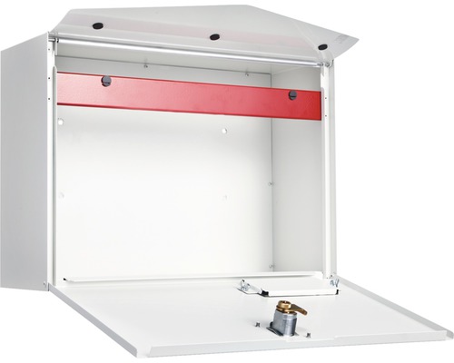 MEFA brievenbus, gepoedercoat staal, BxHxD 430x312x178 mm, Letter 113, zuiver wit RAL 9010, zijdemat, met naamplaatje en klep