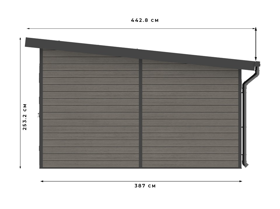 Abri bois composite sintra - 15m2 gris - epaisseur des madriers : 28mm - cabane de jardin - porte double - gouttiere