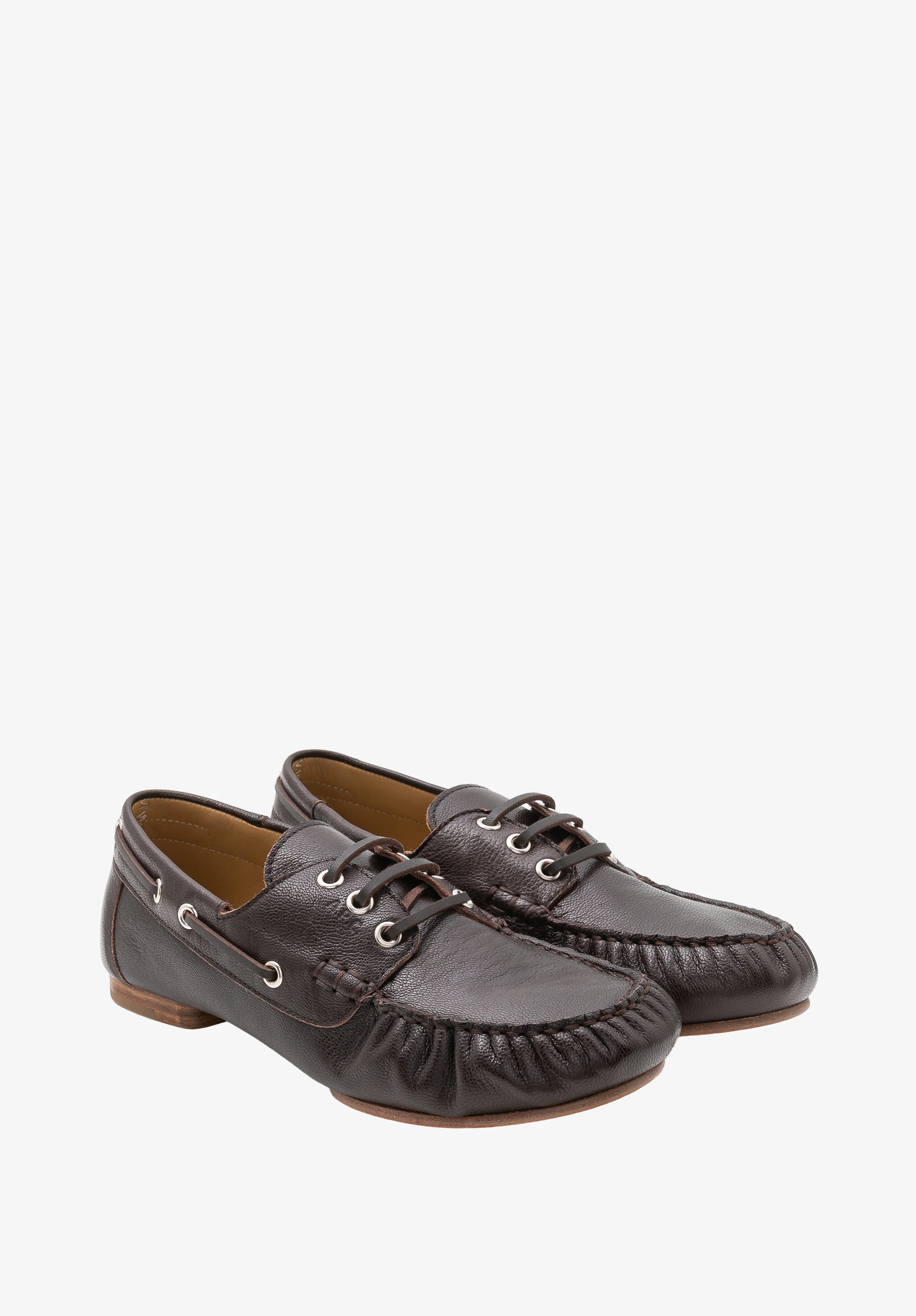 Chaussures bateau en cuir - Marron fonce