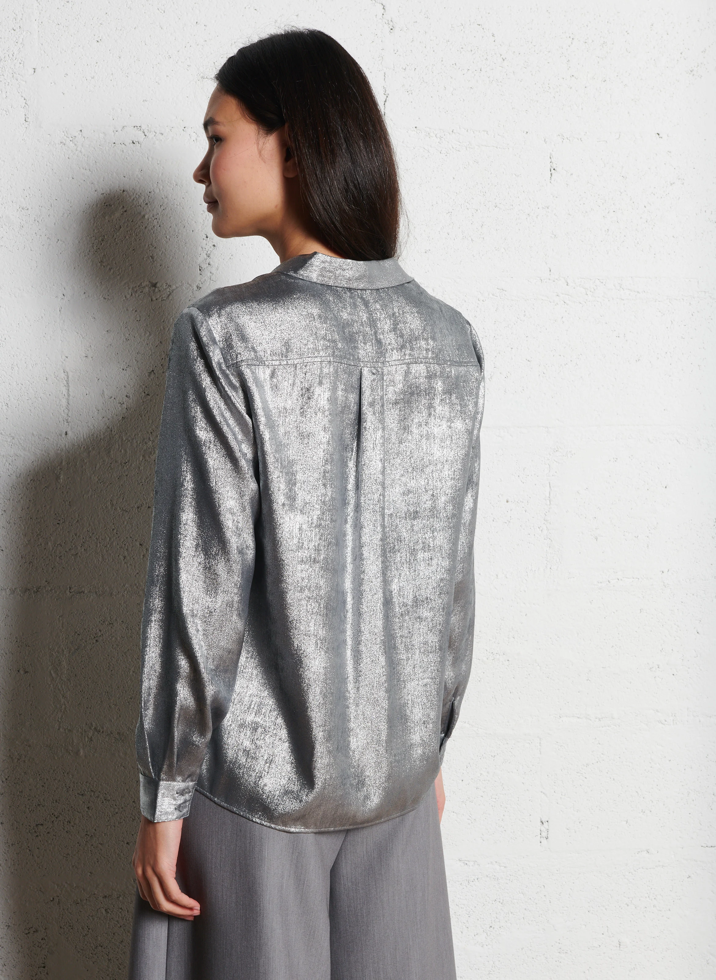 COLETTE - Chemise droite métallisée| Argent