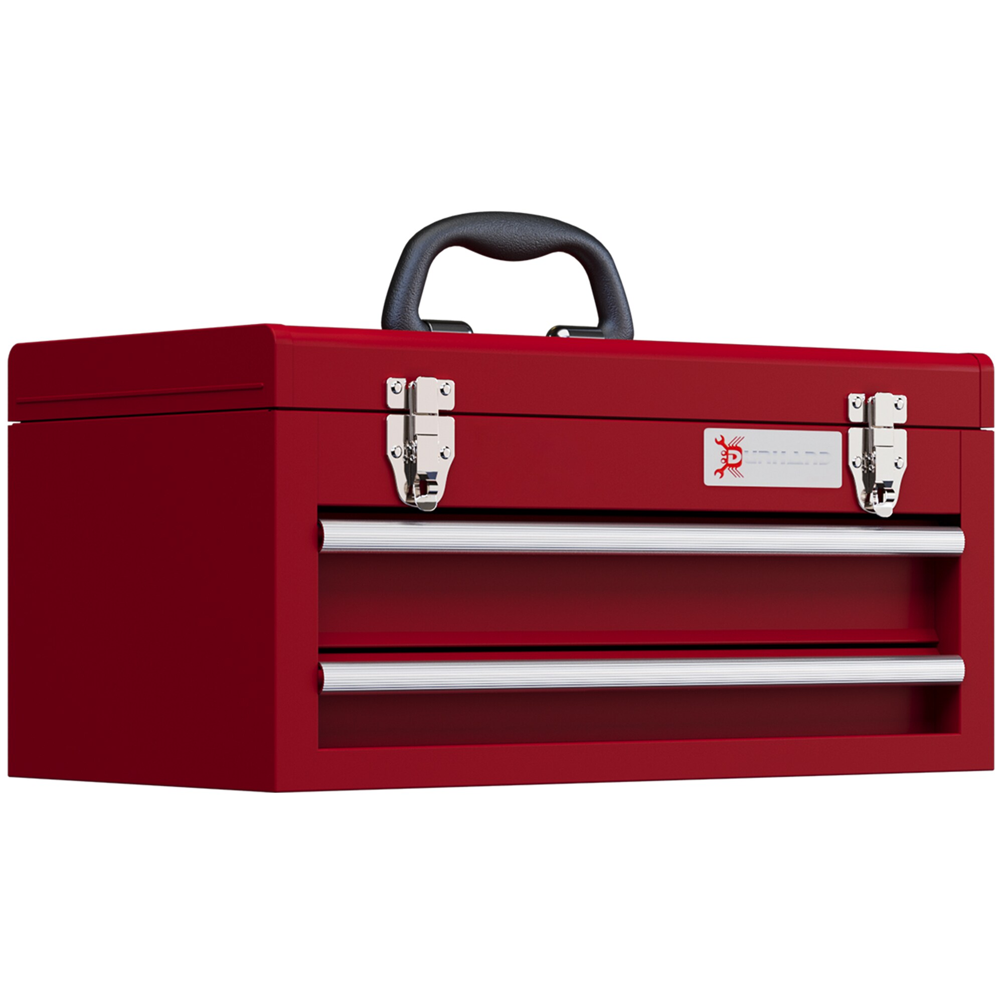 DURHAND Werkzeugkiste mit 2 Schubladen schwarz, rot 46L x 24B x 22H cm