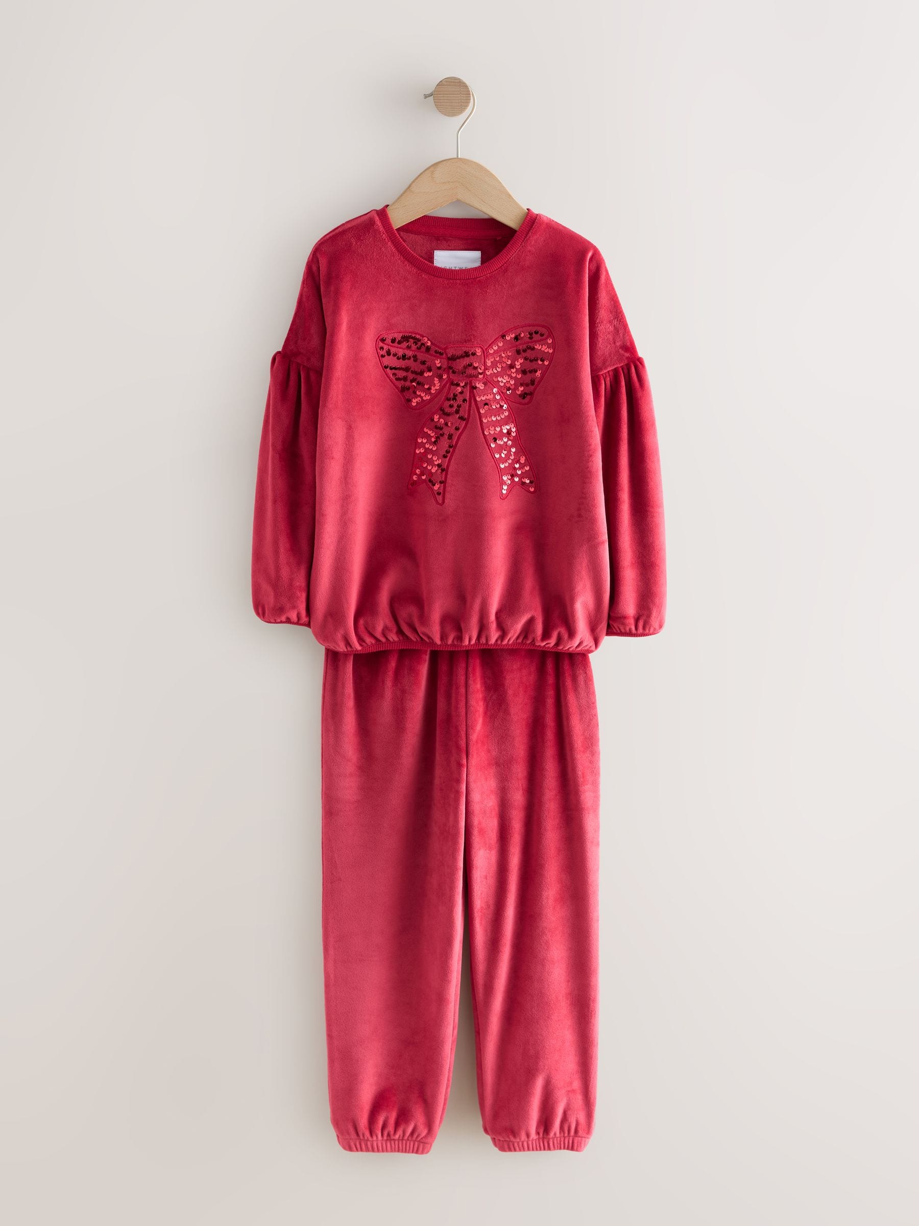 Red Sequin Bow - Behaaglijke fleece pyjama (9 mnd-16 jr)