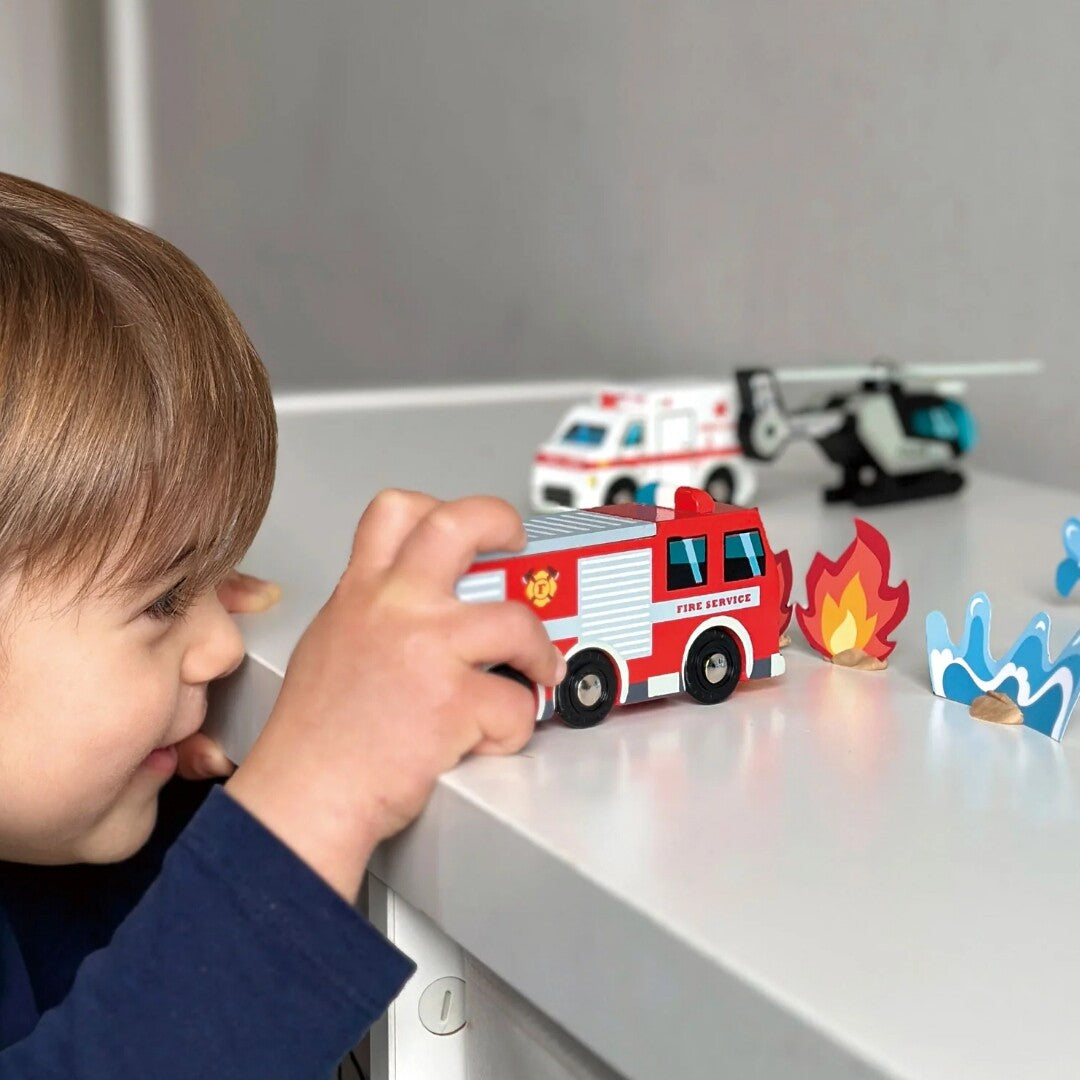 Tender leaf toys hulpverleningsvoertuigen - 5st