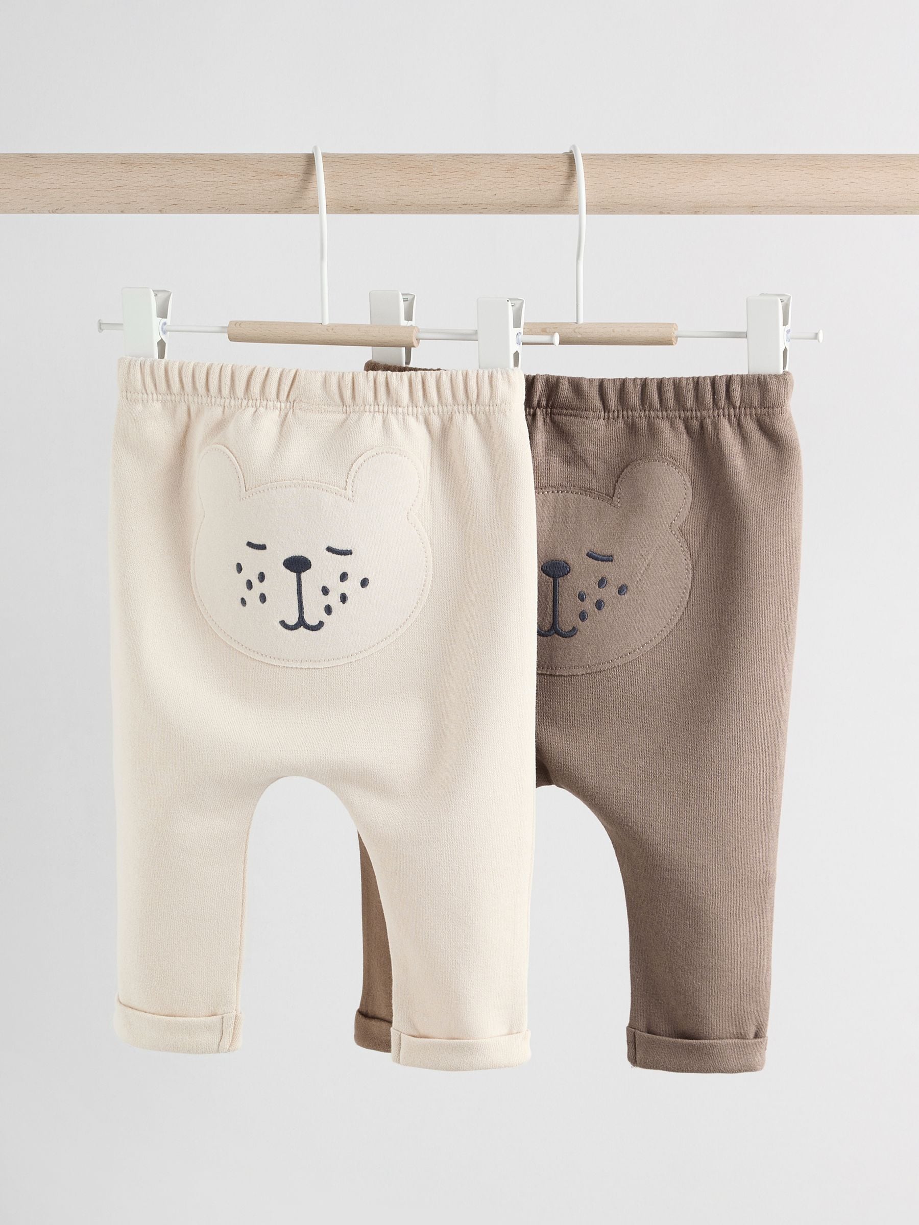 Neutraal met beren - Baby 100% Cotton Leggings 2 Pack (0mths-2yrs)