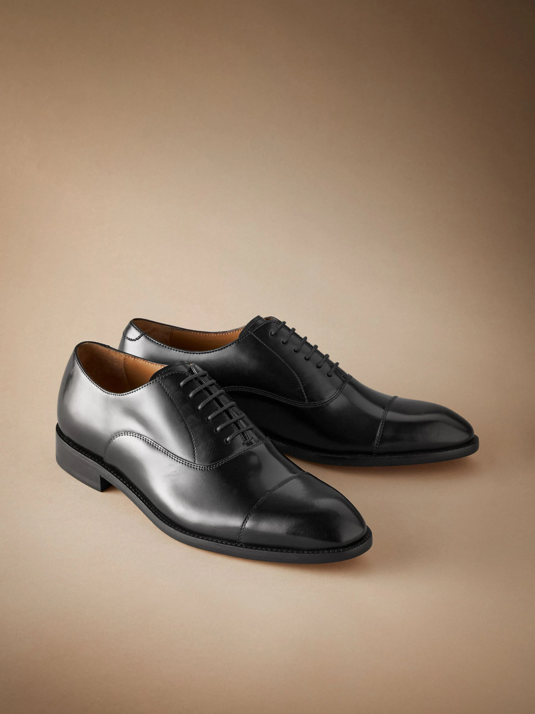 Zwart - Standaard pasvorm - Signature Leather - Oxford schoenen met neusstuk