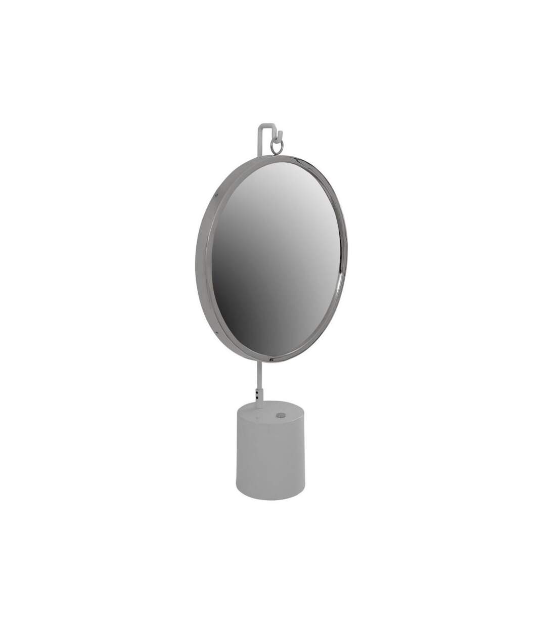 Paris Prix - Miroir à Poser Rond eleganca 75cm Blanc & Argent