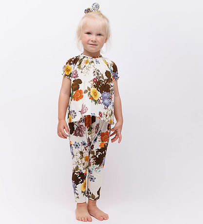 Christina Rohde Leggings - Hvid m. Blomster