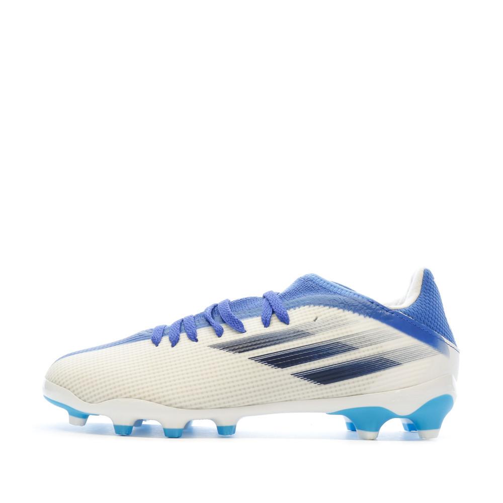 Adidas Chaussures de Football Blanche/Bleu Garçon Adidas X Speedflow.3 Mg J