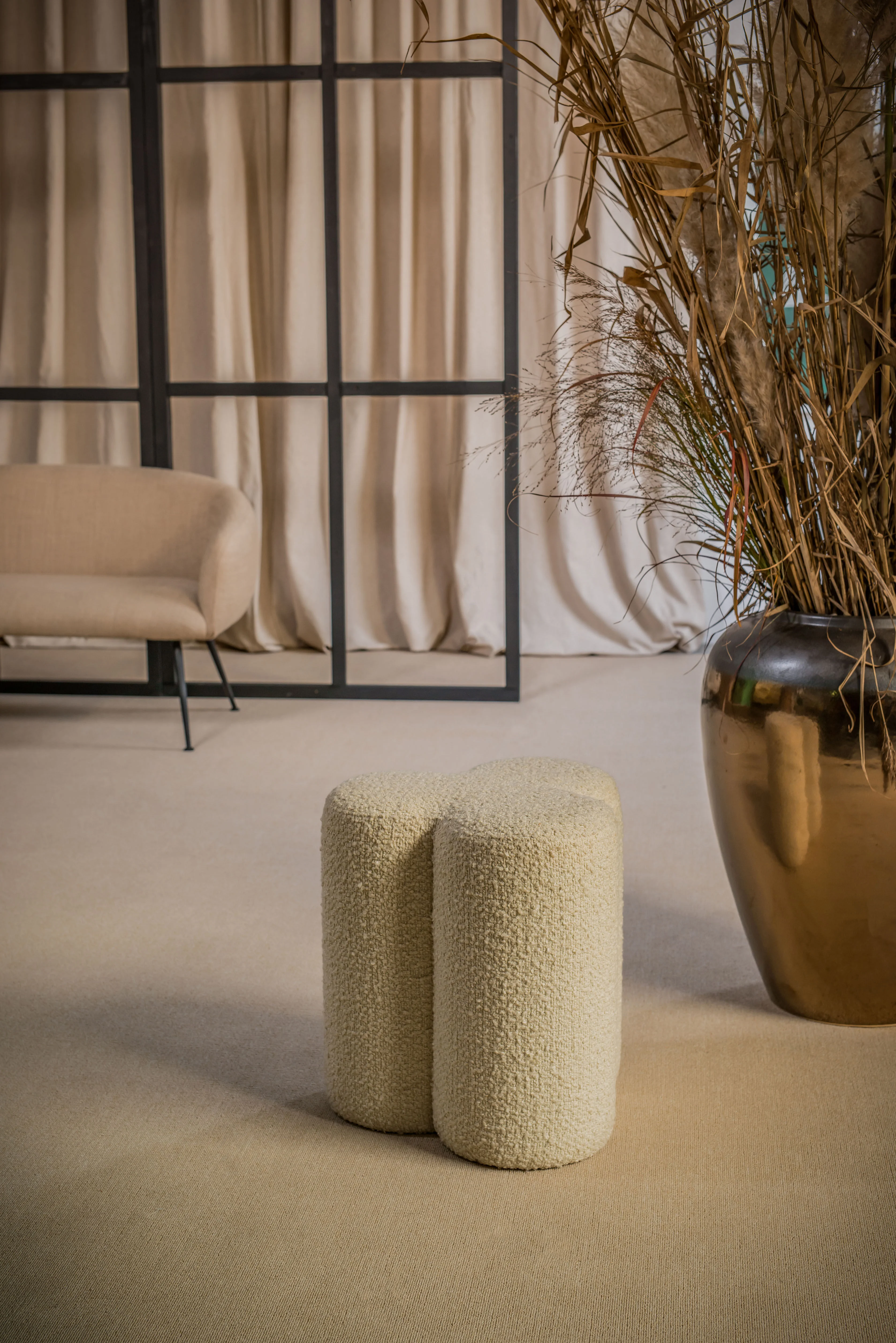 CLOVER - Pouf tissu | Blanc