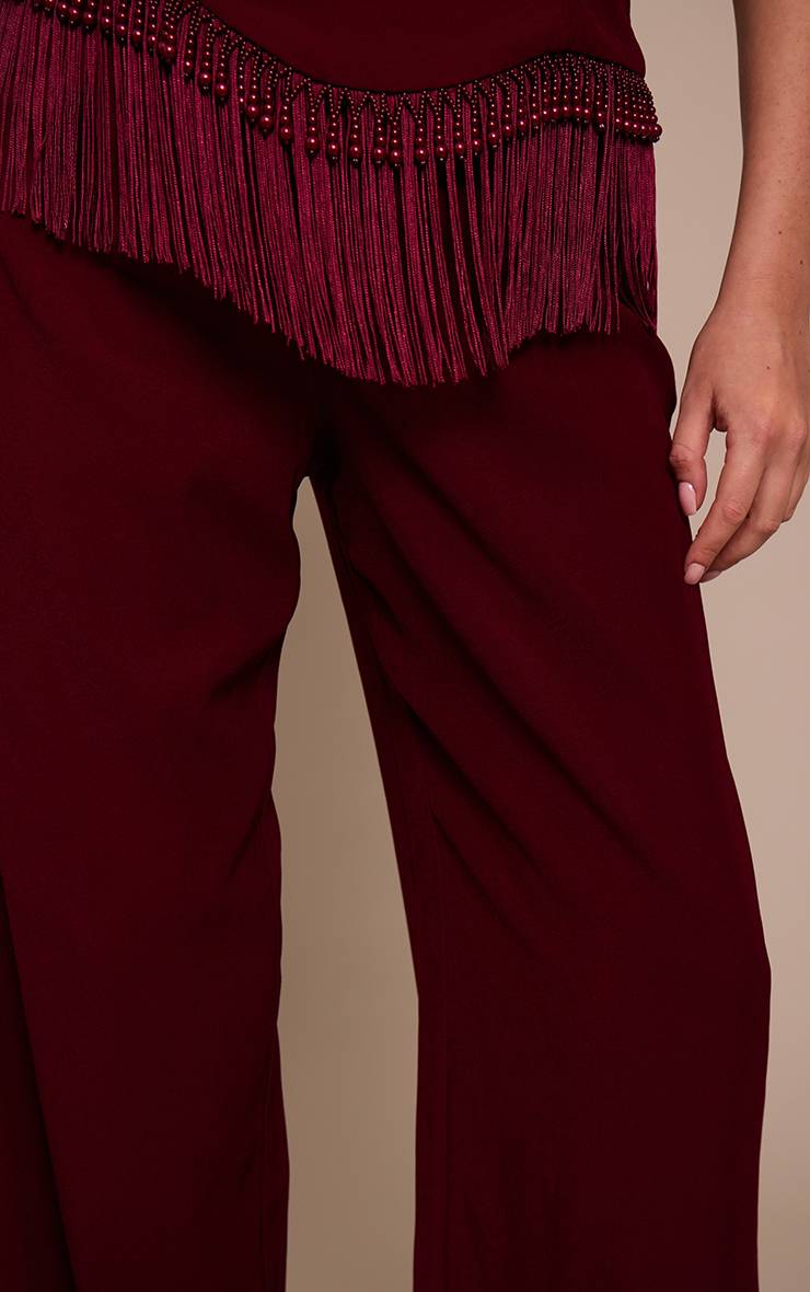 Rouge Bordeaux Pantalon Tailleur Taille Haute Shape