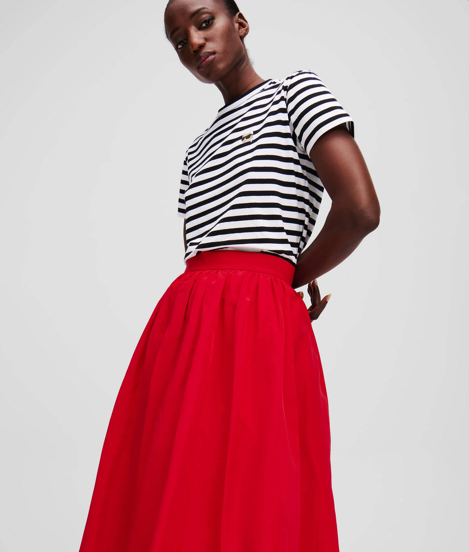 JUPE VOLUMINEUSE LONGUEUR MIDI - Rouge Course