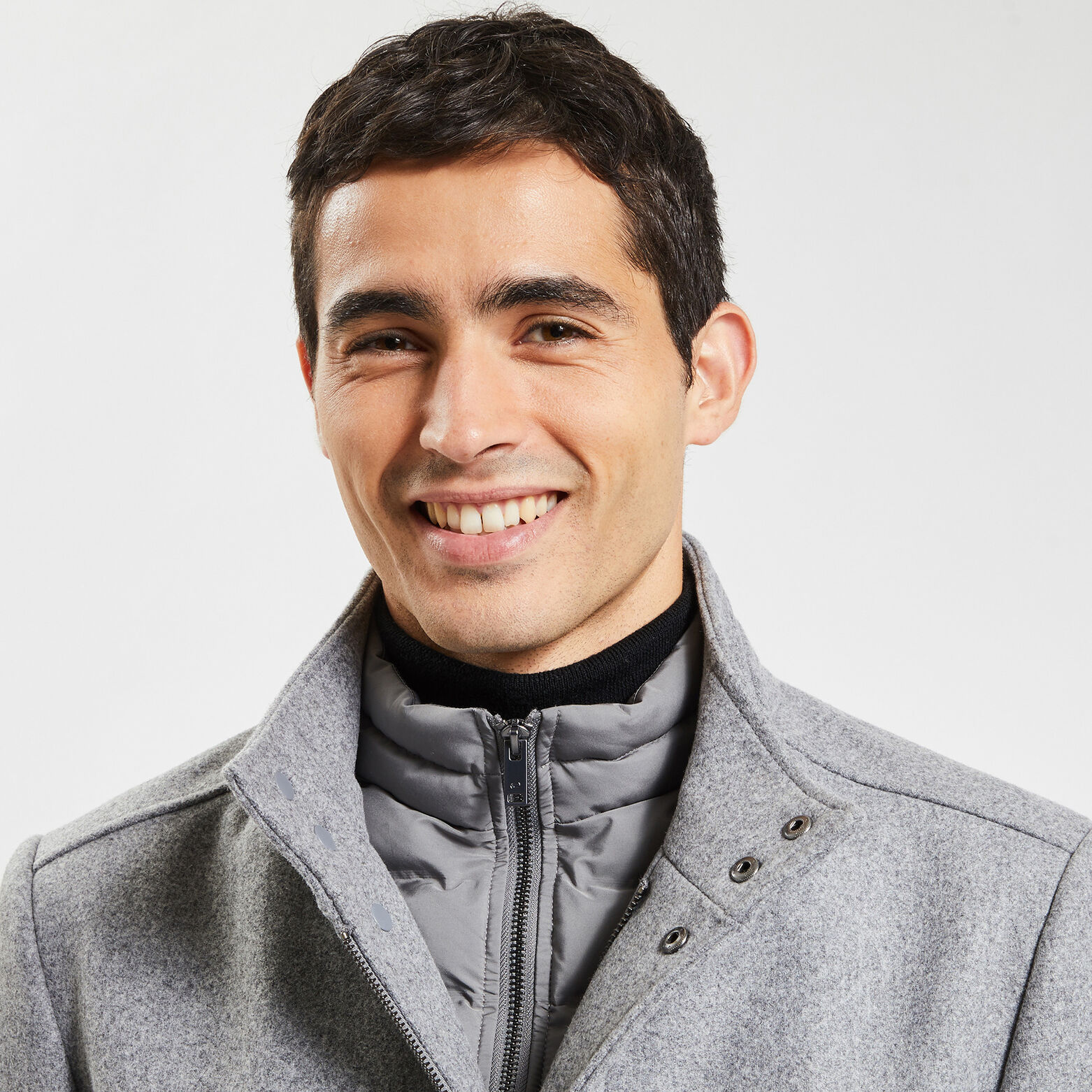 Manteau en laine col montant Gris moyen