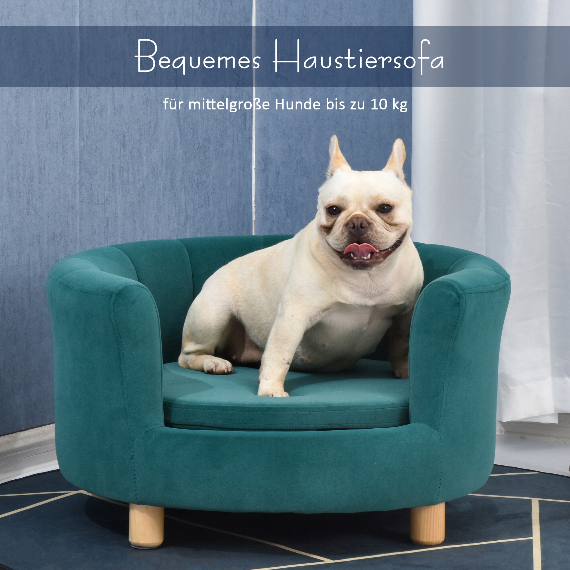 PawHut Hundesofa mit kuschligem Stoffbezug grün 65 x 64 x 37 cm (BxTxH)