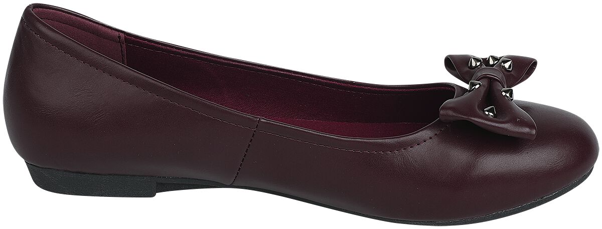 Ballerines Rouge Foncé avec Nœud & Clous | Rock Rebel by EMP Ballerines