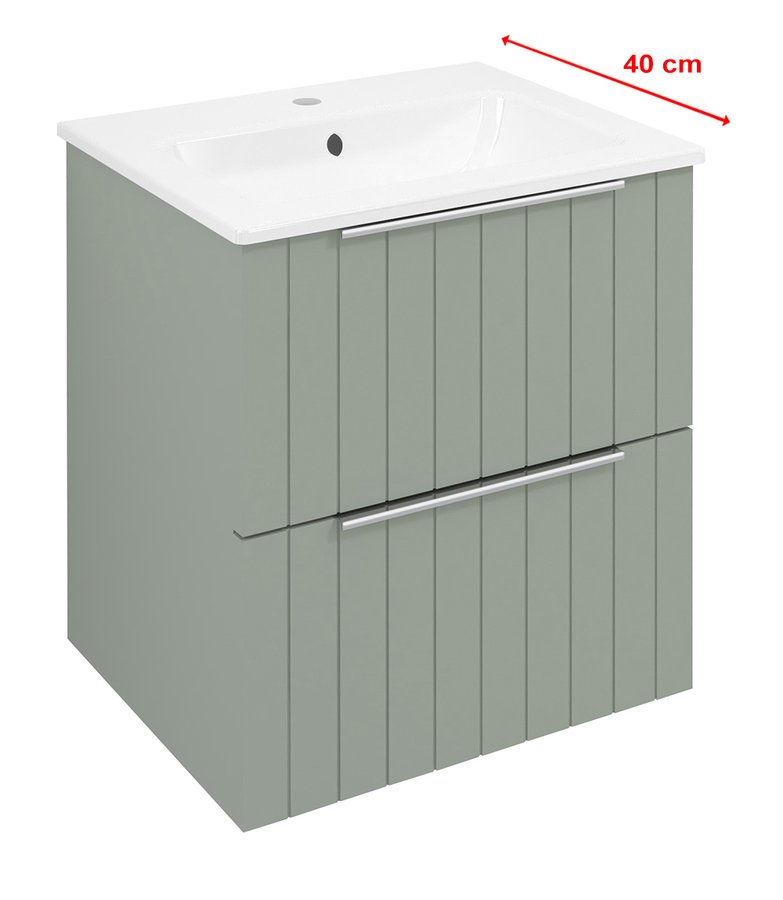 Sapho Cirasa Compact wastafel onderkast met ribbelfront 50x39x54cm groen