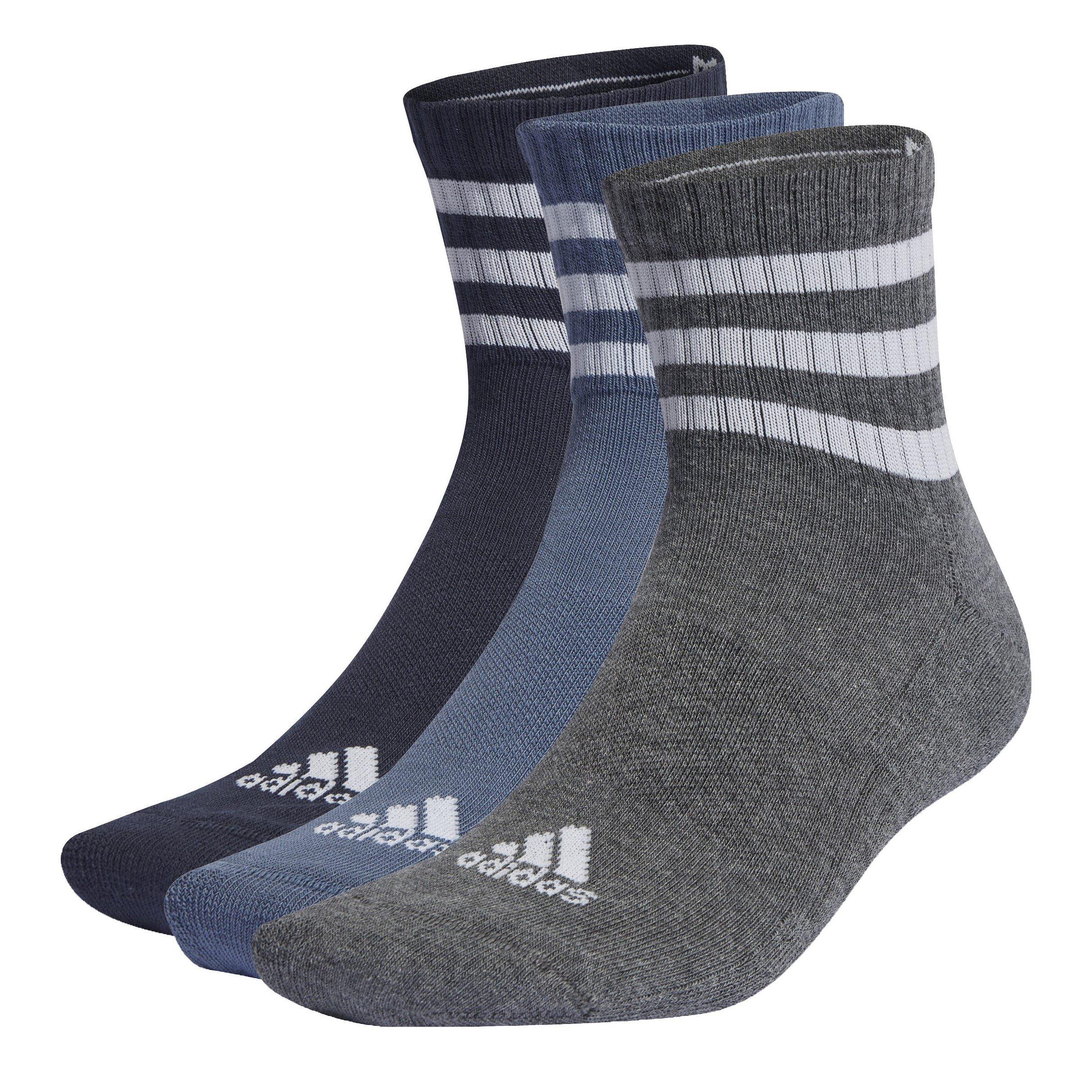 adidas 3 Stripes Cushioned Sportswear Mid Cut Socks 3 Pairs