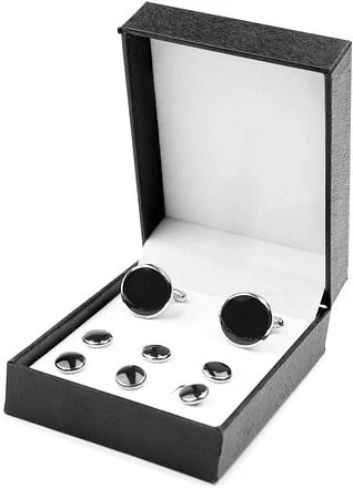 Manchetknoop Studs Rond Zilver Zwart CL-STUD-01 kopen