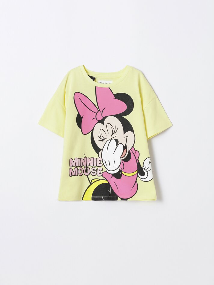 Camiseta maxi estampada da Minnie Mouse ©DS - Amarelo Claro