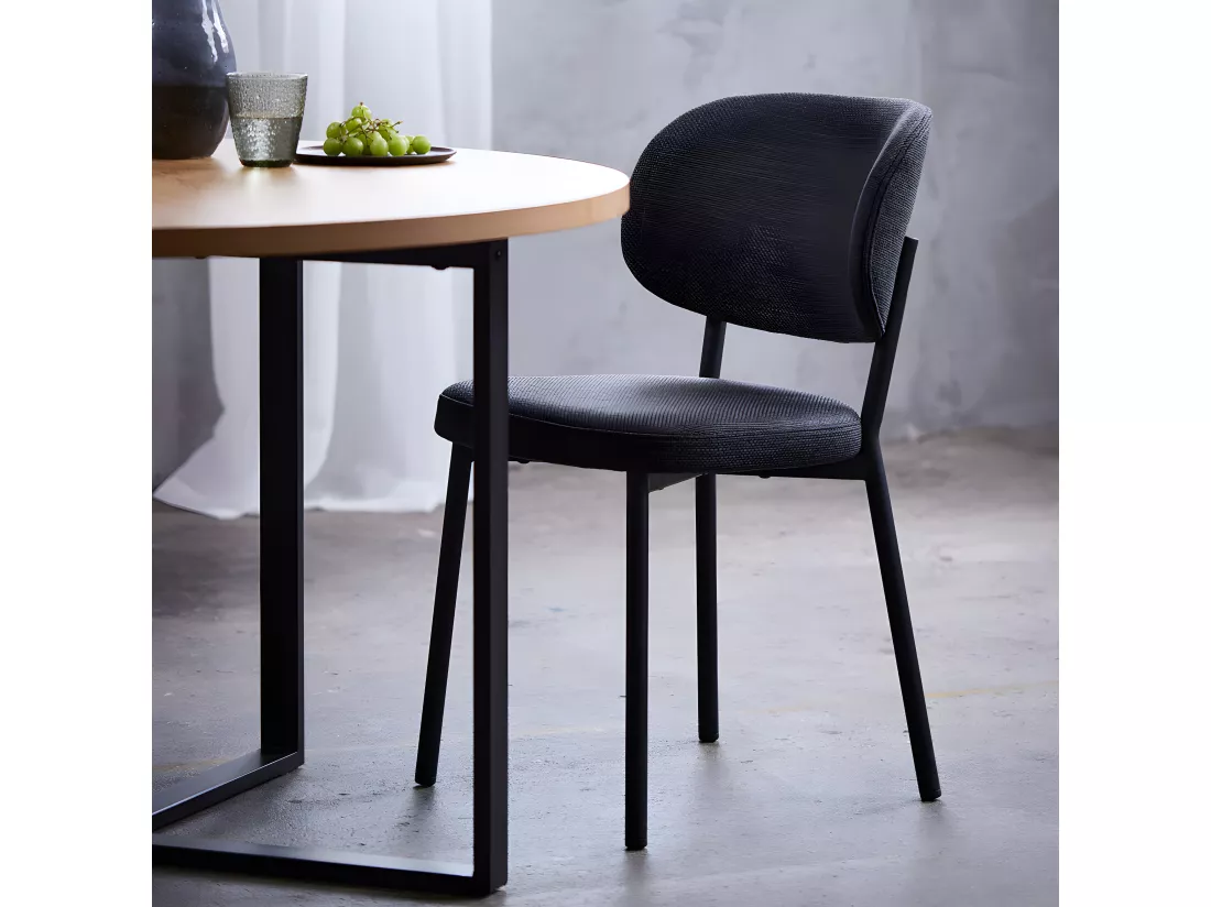 Bonnie - Table à manger 4 personnes ronde en bois et métal - Bois clair