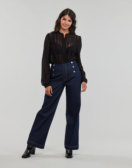 Vila - VIUMMA BUTTON HW WIDE JEANS/ C25 - Bleu Brut