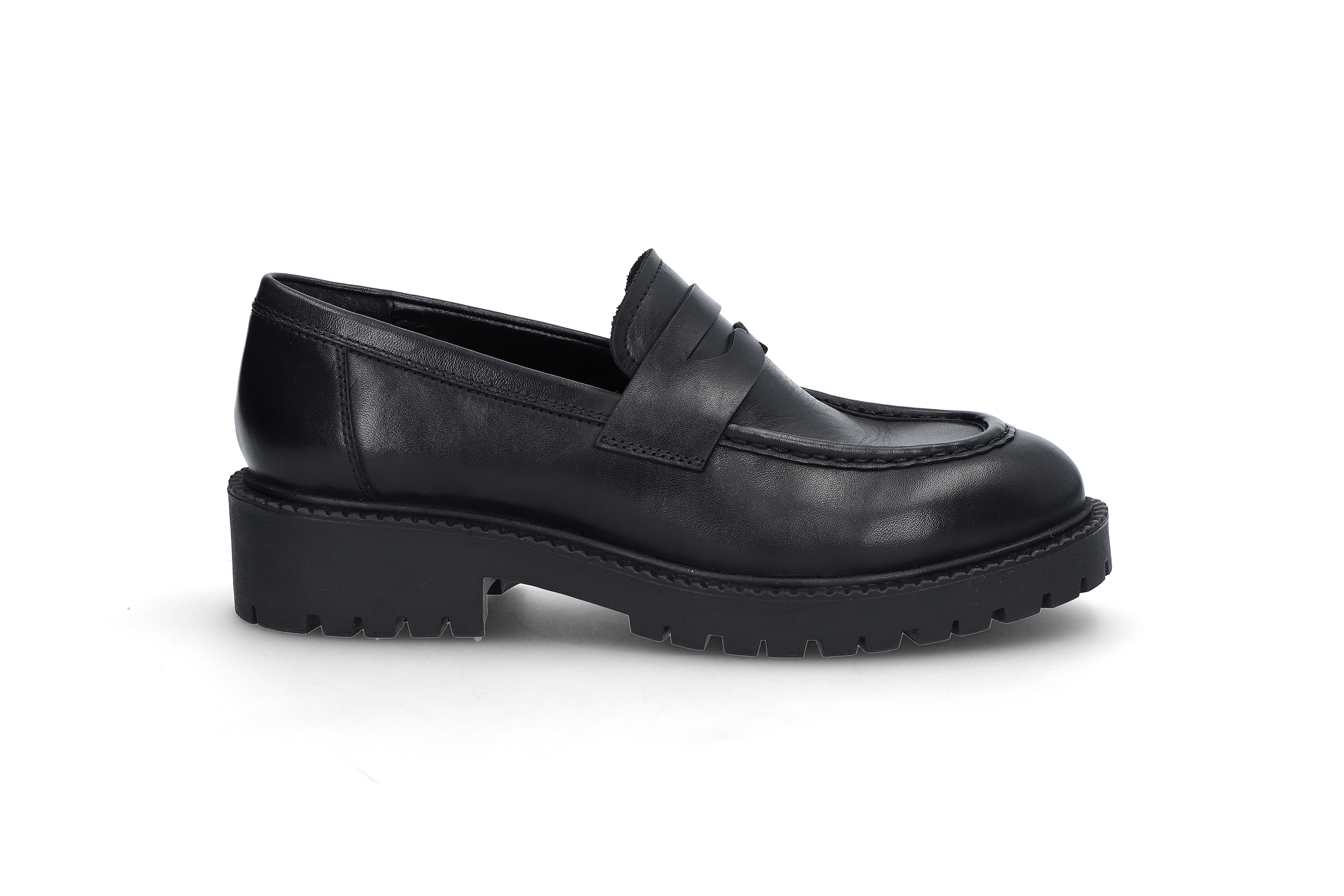 Sorte skinn loafers