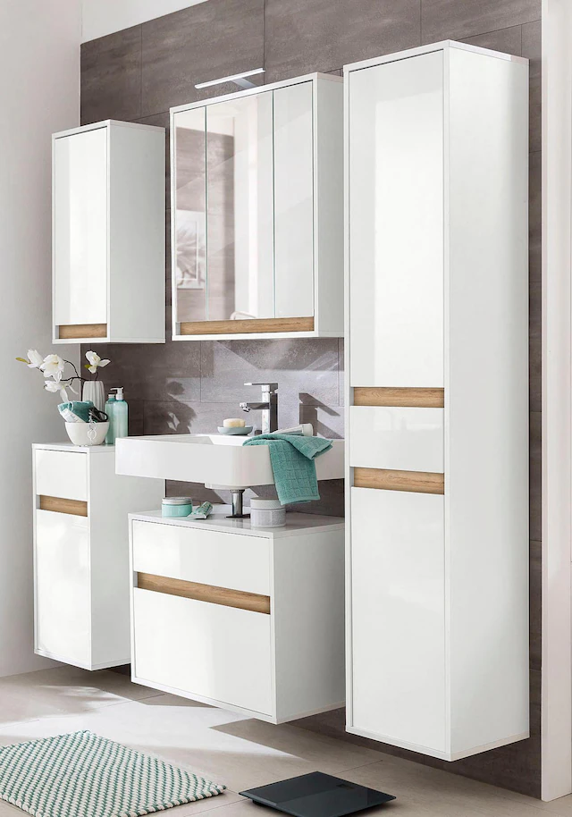 welltime Unterschrank »Siena« Griffloser Badschrank, Hochglanz mit Wechselblende, Breite 35 cm