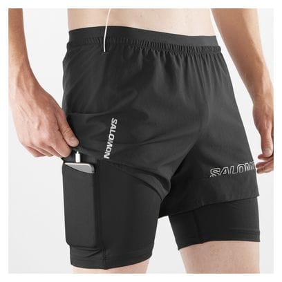 Short 2-en-1 Salomon Cross Run Noir Homme