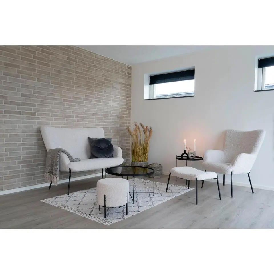 Hioshop Glasgow fauteuil met voetenbank wit