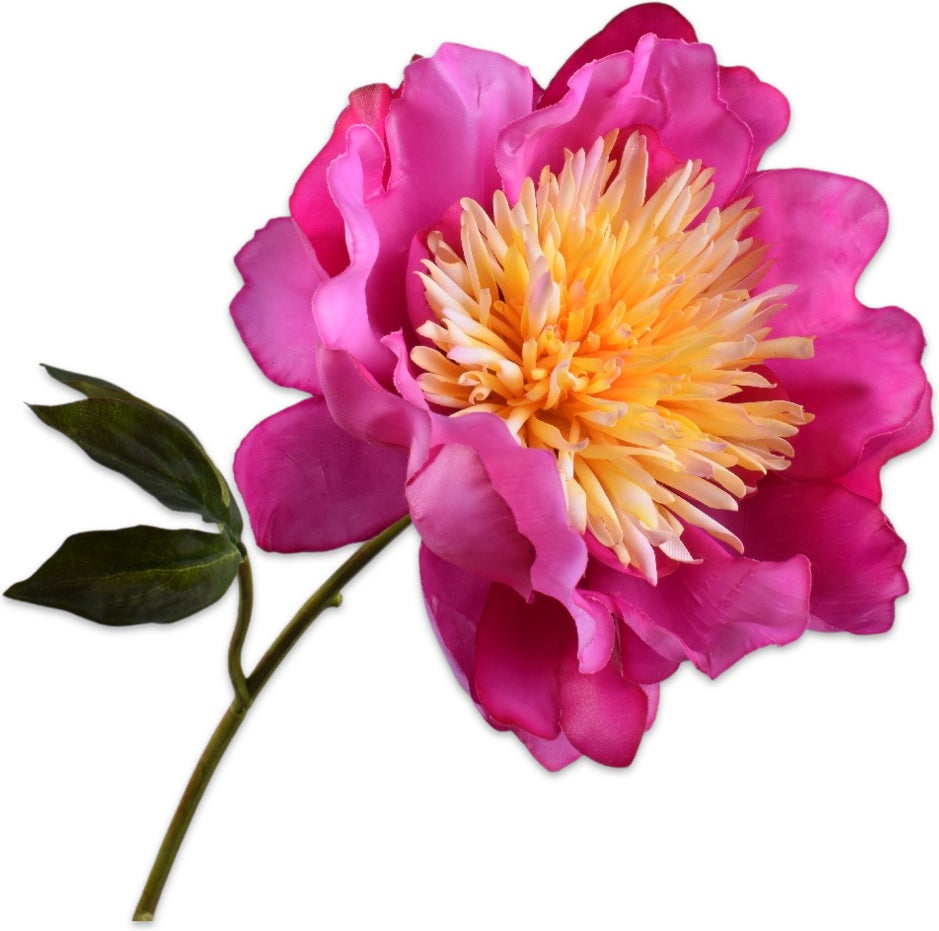 Silk-Ka kunstbloem Pioen paars crème 56 cm
