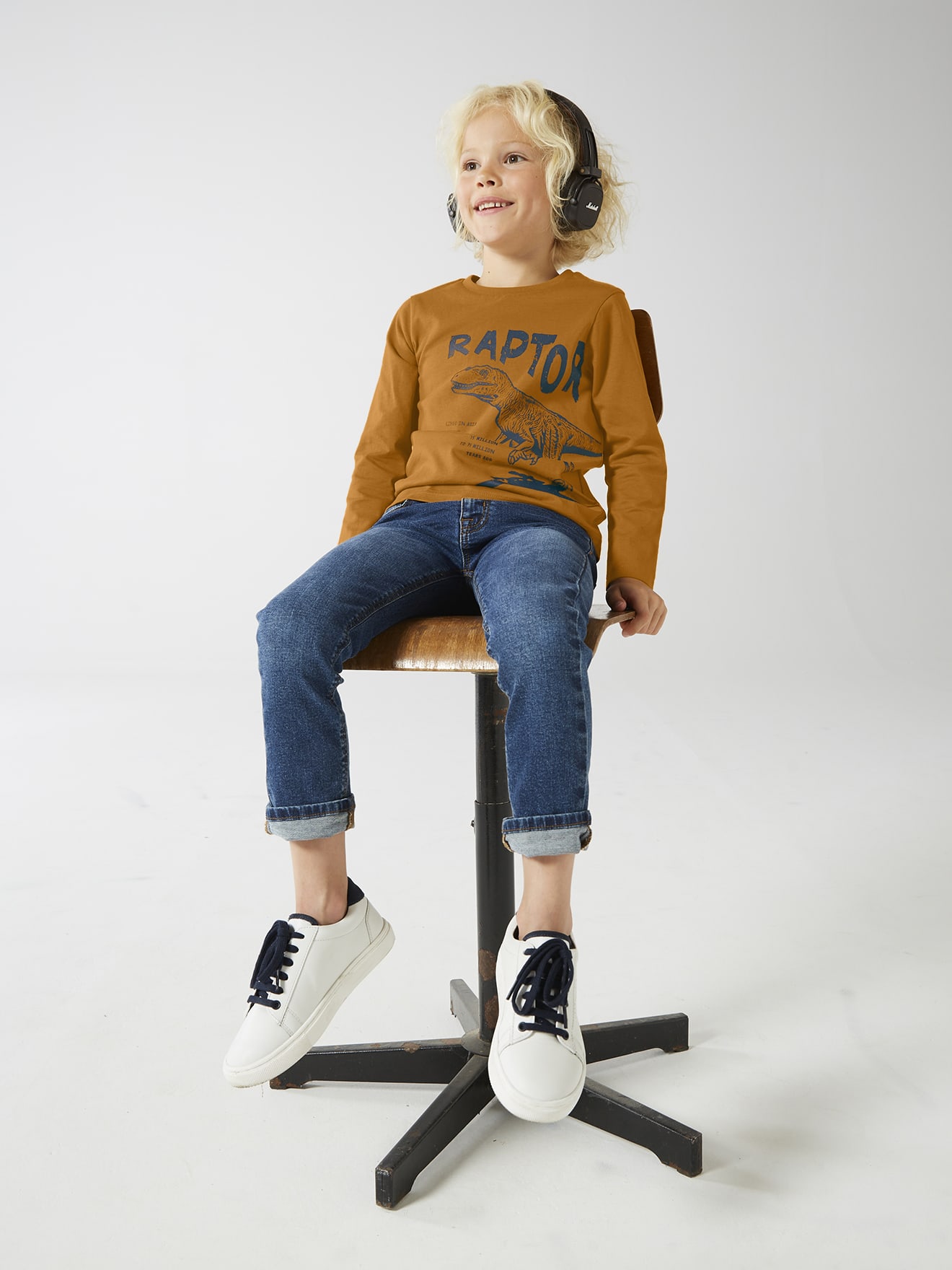 Conjunto de camiseta de manga comprida infantil com estampa
