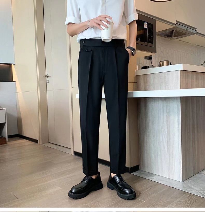 Cowpow - Mid Rise Plain Straight Leg Dress Pants