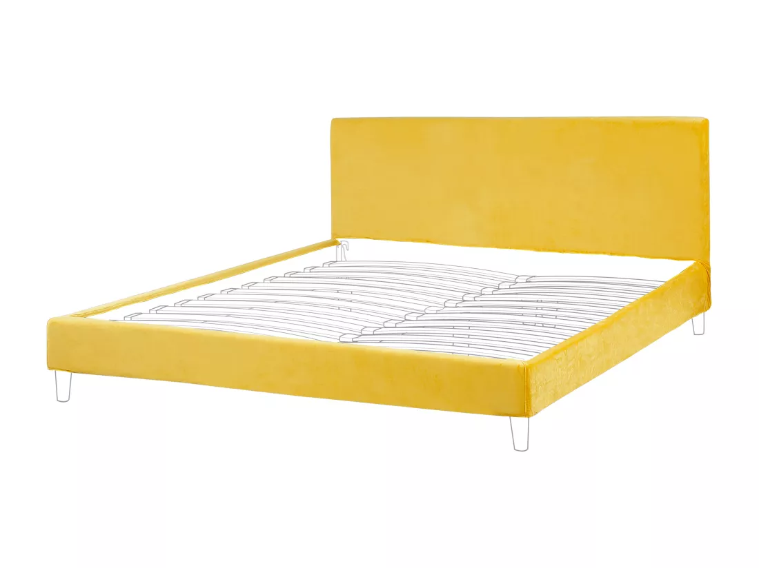 Revêtement de cadre de lit Velours FITOU 180 x 200 cm Jaune
