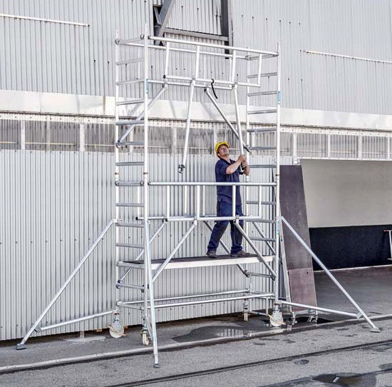Zarges MultiTower S-PLUS 1T rolsteiger met 2,50m stempels, 4,45m platformlengte, AH