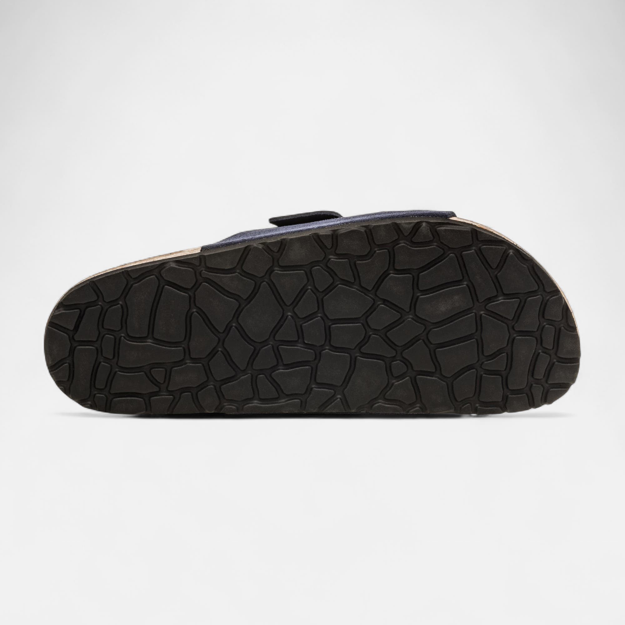 Mules semelle liège Garçon en cuir bleu marine